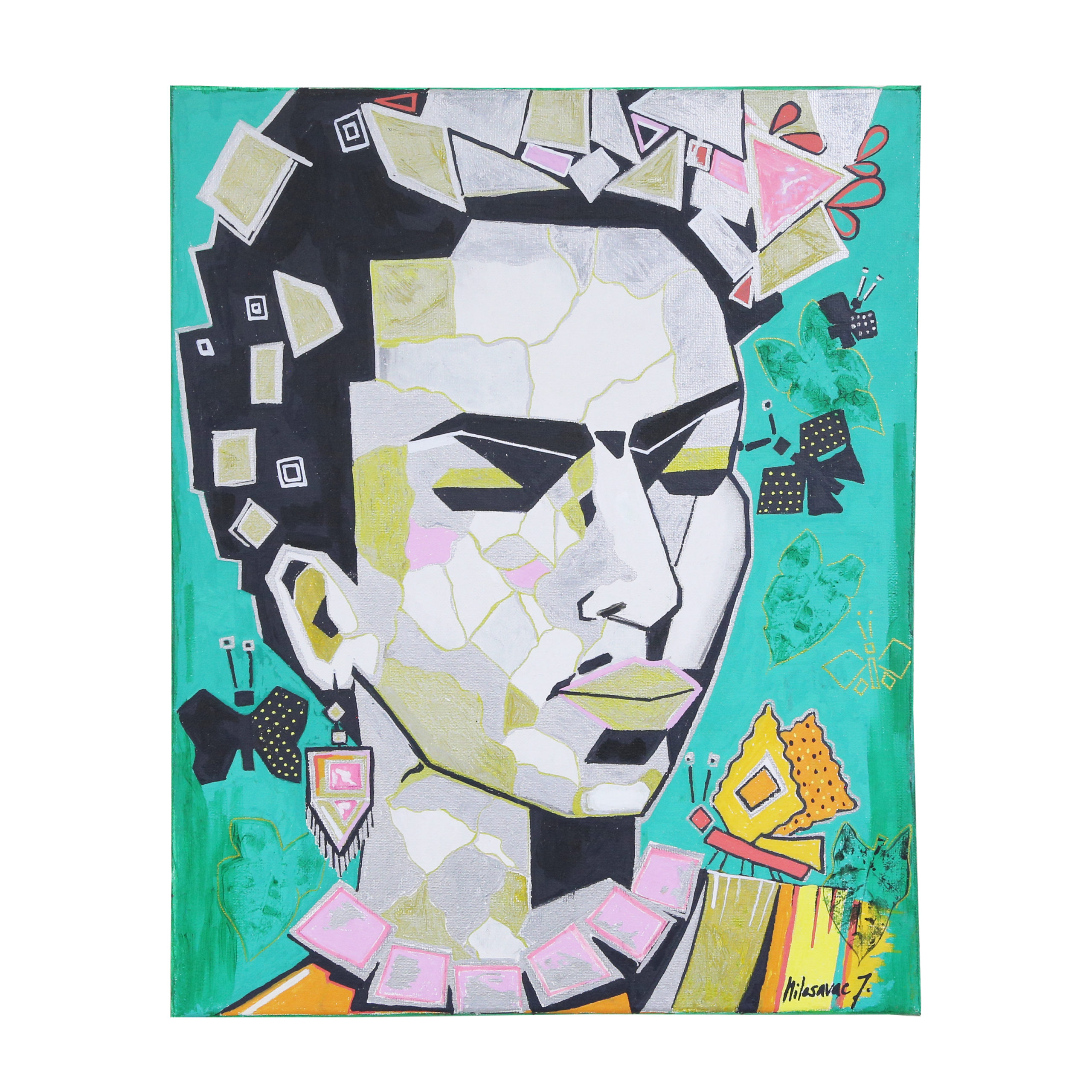 Kunstwerk von Milosavac: "Fridah Kahlo" - 40cm breit - 50cm hoch